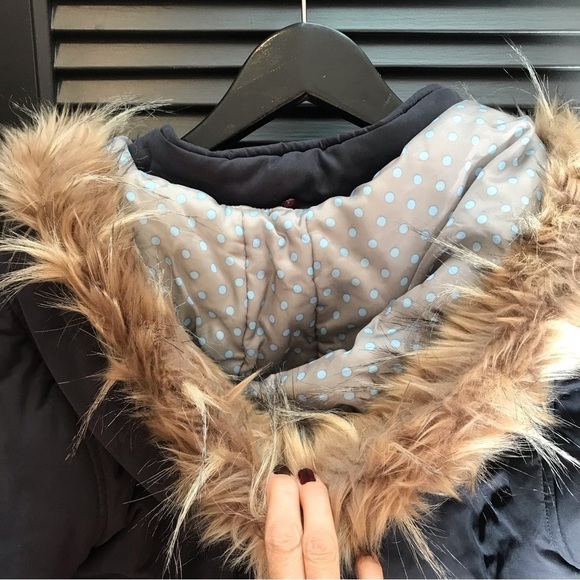 Honey Bee Double Breasted Blue Coat, Removable Hood, Nice, Thick & Soft, Size 15 - Picture 10 of 16